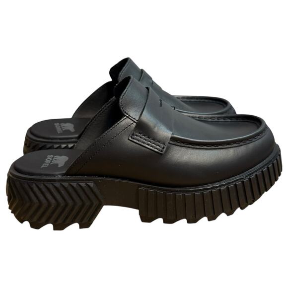 Sorel ONA AVE Loafer in Black Jet Womens 8 Chunky Platform Waterproof Slip On - Picture 1 of 15